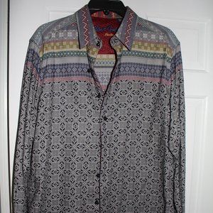 Robert Graham Limited Edition Western Print Men's Shirt Size M w Skull on Back